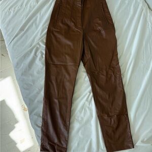 Zara Tan Leather Trousers
